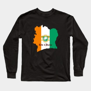 Ivory coast flag & map Long Sleeve T-Shirt